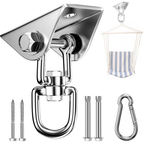 Crochet Plafond Lourds Acier Inoxydable 450 kg capacité,Crochets balancoire Suspension avec Vis Fixation pour Chaise Suspendue, balançoire, Serviette Yoga, hamac (1/5)
