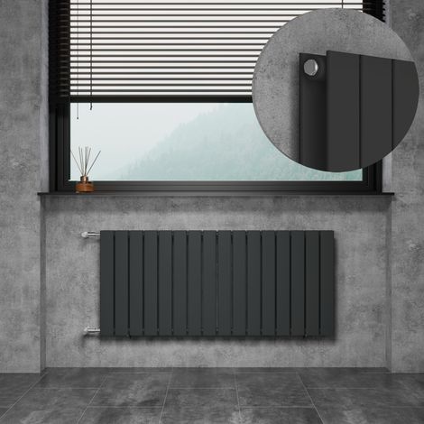 WITEN&NOCK Design Heizkörper Flachheizkörper Paneelheizkörper mit seitlichen Anschlüssen Nabenabstand 500mm Anthrazit Doppellagig 550x1216mm 1506Watt