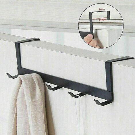 Türhänger mit 5 Haken, Aufbewahrungshaken, Handtuchhalter, Kleiderständer-Black