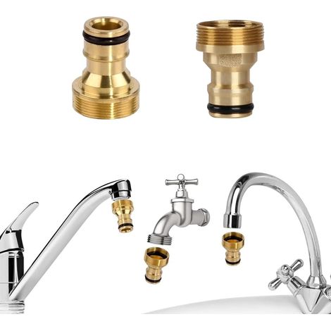 Set of 2 Universal Brass Faucet Fittings Tap Adaptor Water Hose Nets Indoor and Outdoor Faucet Connector Watering Tap Adapter for Kitchen Garden Hose (1/5)