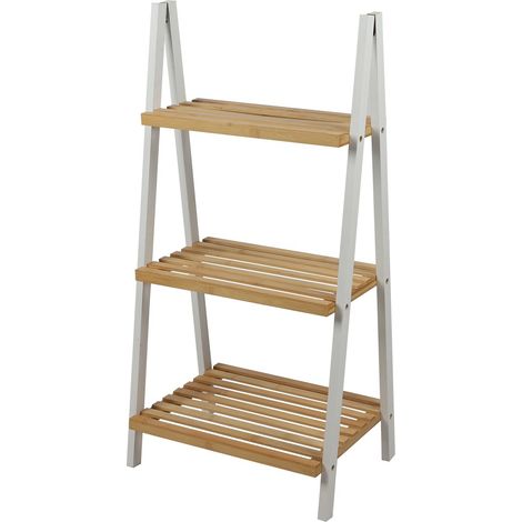 Atmosphera – Étagère pyramide 3 niveaux beige – Dimensions L. 40 x P. 30 x H. 81,5 cm – Structure acier – Étagères en bois pour salon (1/2)