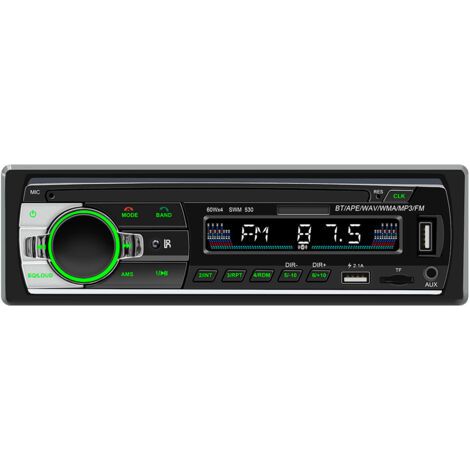 Autoradio Bluetooth, récepteur autoradio 1 DIN avec lecteur MP3, télécommande WMA FM, deux ports USB, stéréo mains libres 4 x 60 W, compatible iOS, Android (non RDS/CD)