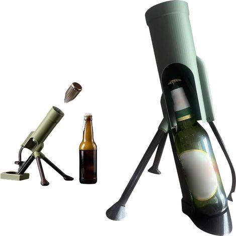 Décapsuleur Automatique en Forme de Mortier, Ouvre-Bouteille Bière Tactique avec Lanceur de Bouchon, Modèles 42cm et 30cm, pour Bar Maison Fête, Plusieurs Styles Disponibles (Vert Foncé (42cm))