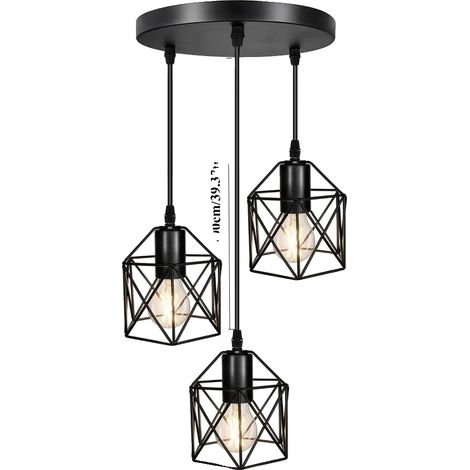 Suspension, Style Vintage, Interrupteur Tactile On/Off, Lampe à pendentif ronde, PAS D'AMPOULE-b (1/2)