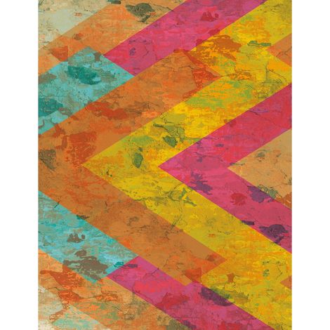 Papier peint panoramique graphique multicolore Tapisserie panoramique originale avec zigzag Papier peint panoramique cuisine & salon (1/2)