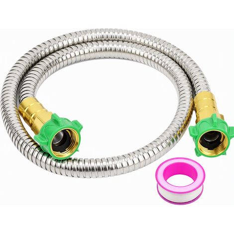 Flexible d'alimentation tressé en acier inoxydable 304, 12 ft, tuyau d'eau pour machine à laver avec ruban de téflon