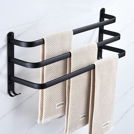 MINKUROW Camera Da Bagno Semplice E Creativa Portasciugamani In Alluminio Barra Singola Barra Doppia Porta Asciugamani Appeso Bar Ciondolo Ebano Doppio 50 (1/5)