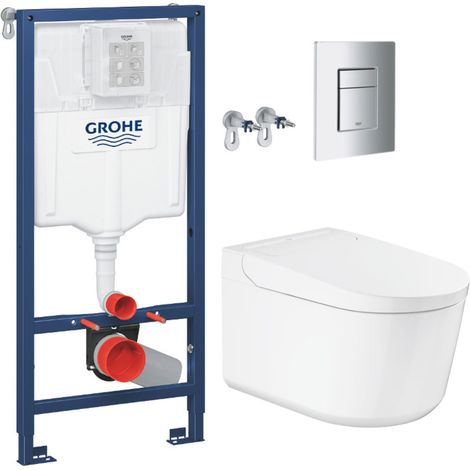 Grohe Pack WC Bâti-support RAPID SL + WC lavant suspendu Sensia Alpine + Plaque chrome (RSLSENSIA1) (1/5)