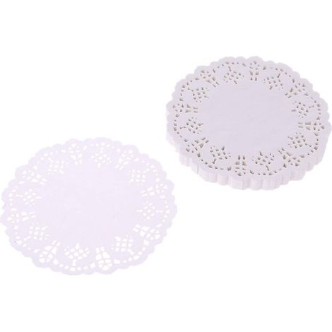 Lot de 100 dessous de verre en dentelle creuse en forme de fleur pour décoration de la maison, accessoires pour gâteaux, pâtisseries, fondants, accessoires d'emballage, set de table (1/5)