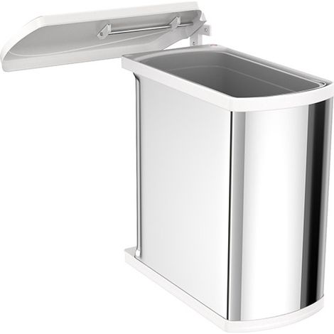 Poubelle de cuisine encastrable sous évier 18L Hailo AS Uno Coloris - Inox / Blanc