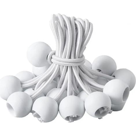 Tendeur Élastique - 20cm Caoutchouc Boule Plastique - Pour Bâche Tente Camping Abri Bateau - Lot De 25 (1/5)