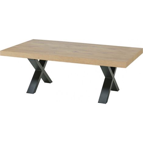 CANYON - Table Basse Aspect Bois Piètement X Métal Noir (1/3)