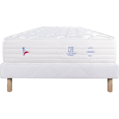 Ensemble Matelas Patriote Mousse, 27 cm, mousses haute densité , ferme, face été/hiver + sommier blanc ep 13cm, 160x200cm (1/5)
