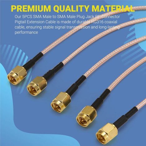 10 Pièces SMA Mâle à SMA Mâle Prise Jack Connecteur Câble D'Extension en Queue de Cochon RG316 Câble de Raccordement Coaxial 15 cm (1/5)