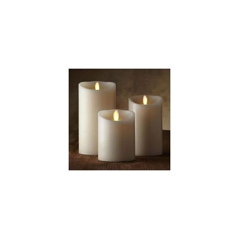 Velas LED, juego de 3 velas decorativas (10 cm, 12,5 cm, 15 cm), con mando a distancia de 10 botones. Llama LED intermitente, fabricadas con parafina auténtica.