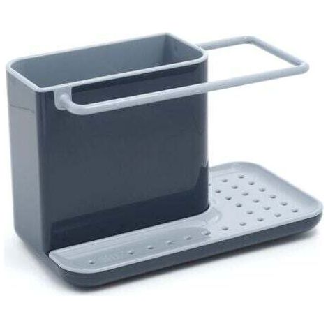 Mobile contenitore/organizer per lavello con scolapiatti integrato, supporto per spugna, spazzola, detersivo e strofinaccio, rimovibile, dimensioni standard, grigio. (1/4)
