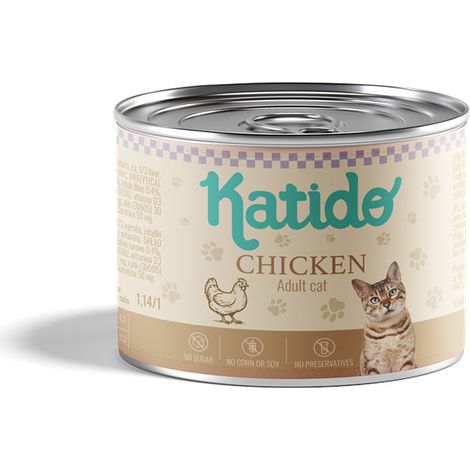 Katido Premium Pâtée pour Chat Adulte Poulet 200g (1/4)
