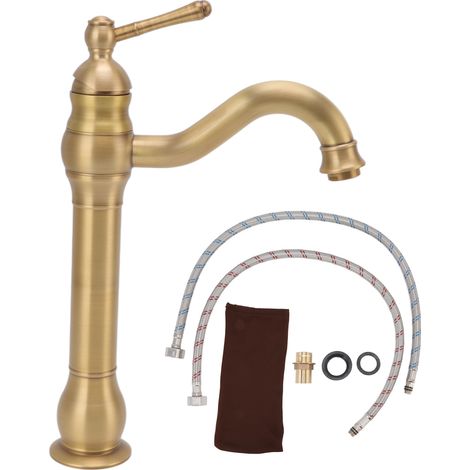 Rubinetto per lavabo Design a zucca in ottone in stile europeo retrò con tubo flessibile e guarnizione per lavandino del bagno per la casa