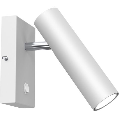 Applique murale blanche/chrome orientable, interrupteur GU10