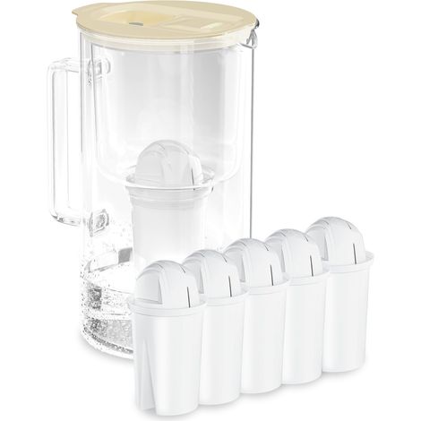 carafe filtrante verre 2L avec compteur LED, 5 filtre classic Beige (1/5)