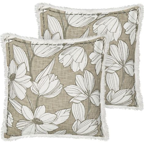 Dekokissen 2er Set CYANOTIS Baumwolle 45 x 45 cm Grün Blumenmuster (1/5)