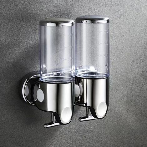 1000ML Wall-Mounted Soap Dispenser, Wall-Mounted Soap Dispenser for Bathroom, Shower Gel, Shampoo and Conditioner for Bathroom, Kitchen, Hotel (Transparent) (1/5)