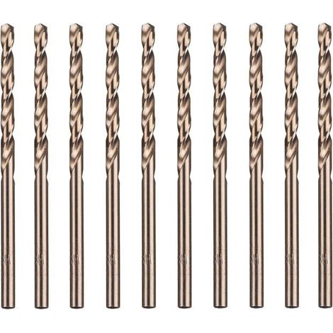 Ecleanfy - Lot de 10 forets hélicoïdaux dorés en acier rapide M35 et cobalt - 3,5 mm x 70 mm (1/4)