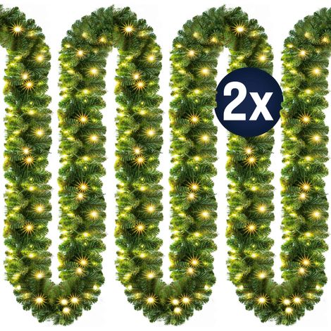 Casaria Guirnalda de Navidad con LEDs 5m o 10m Decoración Navideña Interior y Exterior IP44 2x 5m 100LEDs (de)