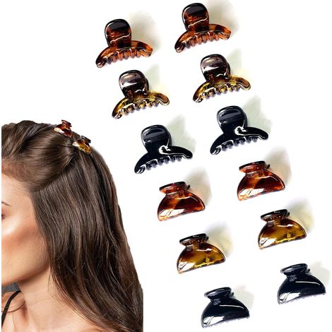 Pince Cheveux Femme, 12 Pcs Mini Pince Crabe Couleur Différente, Petite Pinces à Cheveux, Pince Griffe Barettes Cheveux, Antidérapant accessoire Cheveux Pour Filles et Femmes (1/5)