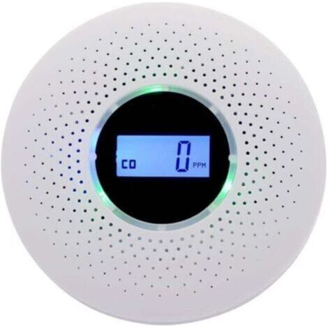 Détecteur de fumée,Détecteur combiné de fumée et de monoxyde de carbone, alarme composite avec avertissement sonore et affichage numérique alimenté par batterie,