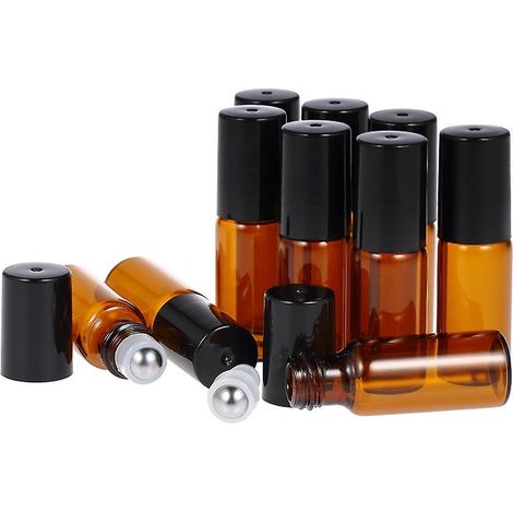 10 Stück 5 ml ätherische Öle Rollflaschen aus Braunglas mit Edelstahl-Rollkugel