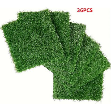 Dalles de gazon artificiel clipsables 36 pièces Dalles modulables 30x30 cm vertes Pour balcon terrasse et jardin Extérieur et intérieur Amovible