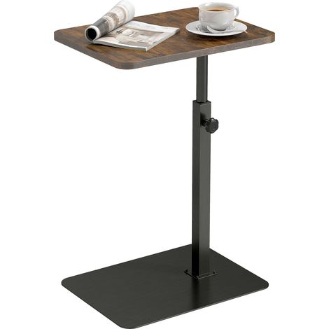Side Table, C Shaped End Table with Adjustable Height and Metal Base (1/5)