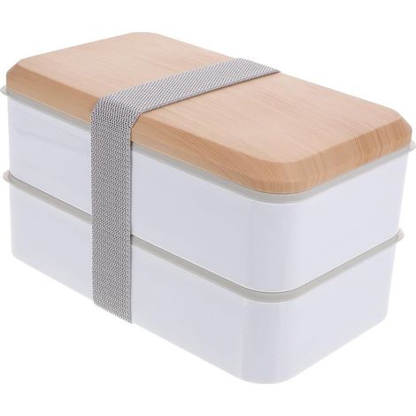 Boîte à lunch Bento portable double compartiment en polypropylène (1/5)
