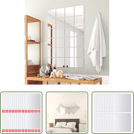 vidaXL Miroirs pour salle de bain -  Carreau de miroir 24 pcs Carré Verre (1/5)