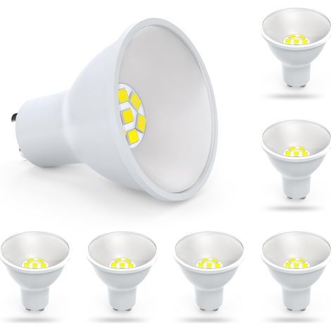 Ampoule LED GU10 Ampoule LED GU10 6 packs 5W Lampe LED GU10 Ampoule spot 5W, adaptée à l'éclairage sur rail d'éclairage encastré, 110V, 6000K blanc lumière du jour, non dimmable (1/5)
