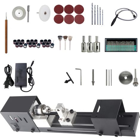 Mini-Drehbank-Perlenpoliermaschine Holzbearbeitung Handwerk DIY Rotationswerkzeug-Set Standard-Schleifset EU Plus