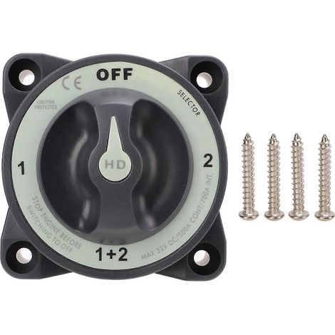 Disjoncteur de batterie marine 500 A, interrupteur de batterie robuste à quatre positions, compatible avec les véhicules récréatifs et les véhicules marins (1/5)