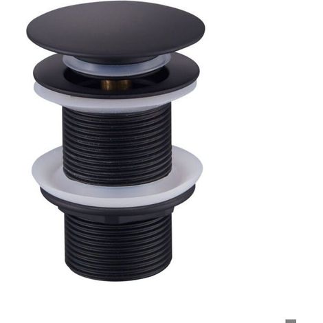 Bonde pop-up sans trop-plein – Universelle lavabo et vasque – Mécanisme automatique, installation facile – Noir (1/3)