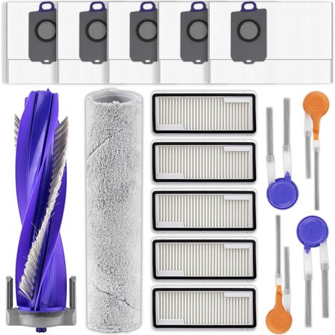 (16 pezzi) per Narwal Flow Kit di accessori di ricambio per l'aspirapolvere robot Narwal Flow, 1 spazzola a rullo, 1 mocio, 4 spazzole laterali, 5 filtri HEPA, 5 sacchetti per la polvere (1/5)