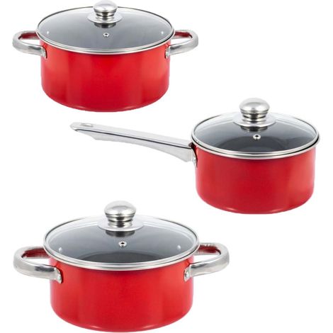 Batterie di pentole con coperchi in vetro 6pz casseruole per cucina casa ristorante piano cottura gas elettrico vetroceramica (1/5)