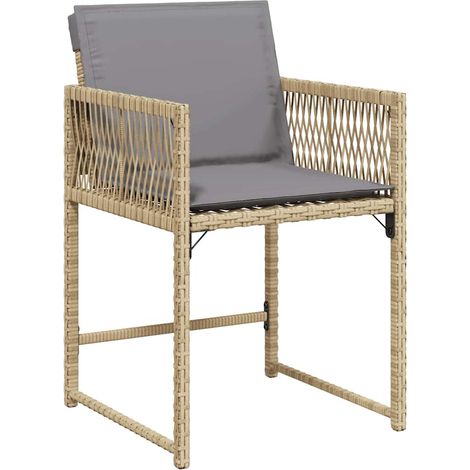 vidaXL Sedie da Giardino con Cuscini 4 pz Beige Misto in Polyrattan