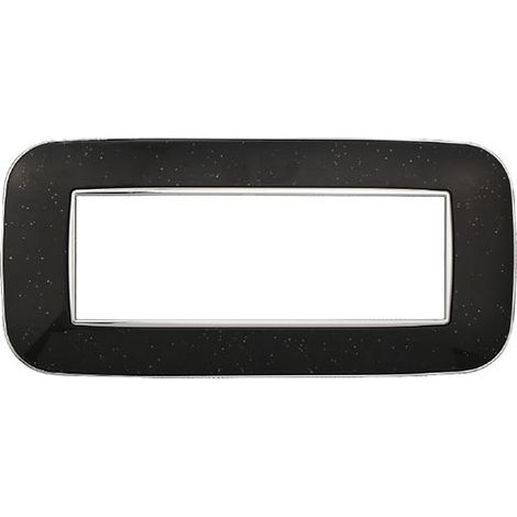 Plaque compatibles Bticino Axolute 6 modules plastique couleur noir brillant Orbis série Moon Ettroit AN91624