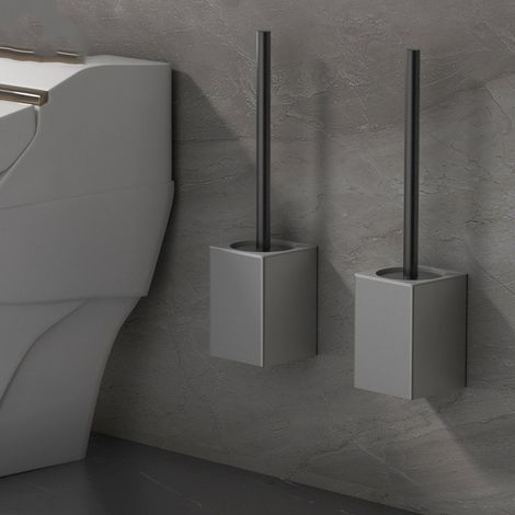 Brosse WC spatiale en aluminium, sans angle mort, compatible lave-vaisselle, sans perforation, pour le nettoyage des toilettes à domicile, grise-AquaForge (1/4)