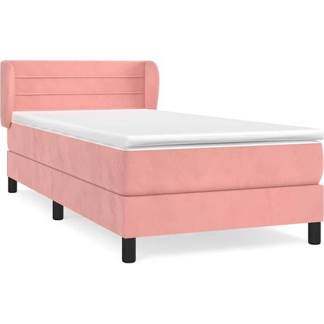 Maison Exclusive - Cama box spring con colchón terciopelo rosa 90 (1/5)