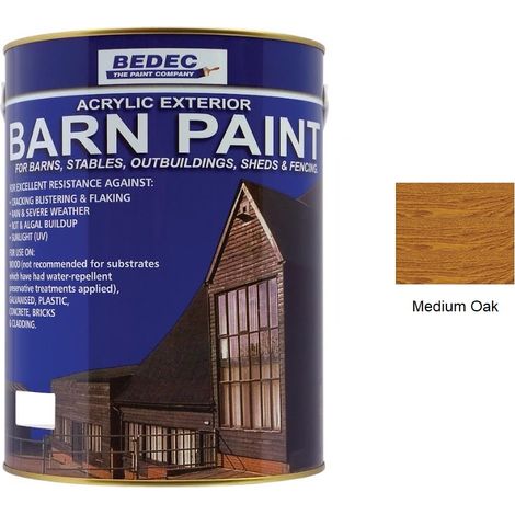 Bedec Barn Paint - Semi-Transparent Wood Stain - Medium Oak - 2.5L