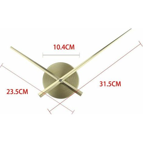 royaluxe - Aiguille d'horloge 3D bricolage, grande aiguille d'horloge, horloge murale 3D, mécanisme d'horloge à quartz, accessoires(doré) (1/4)