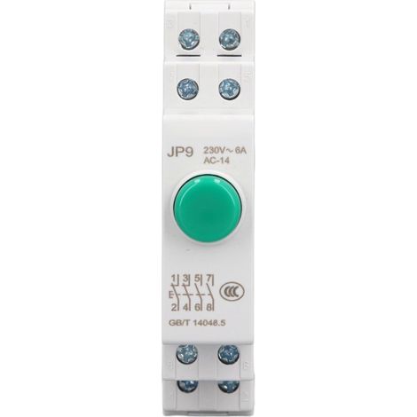 Bouton Poussoir sur Rail Din, Interrupteur à Bouton-poussoir Polyvalent sur Rail Din, Facile à Installer, Gain de Place AC230V pour Démarreur Magnétique (GREEN) (1/5)