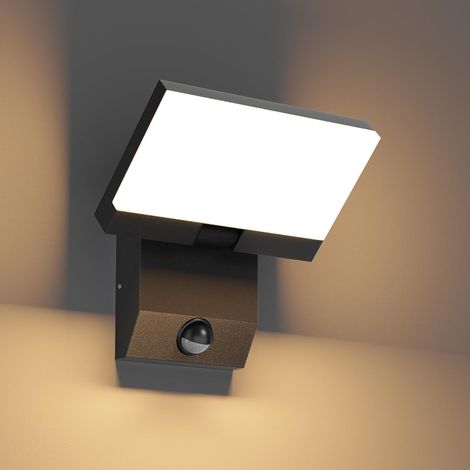 24W Applique avec detecteur de mouvement, Lumière extérieure angle d'éclairage réglable, 3000K lumière chaude Applique, IP65 Luminaire exterieur(Noir) (1/5)
