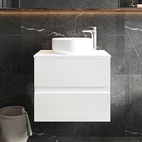 Hudson Reed Urban Wall Hung 2-Drawer Vanity Unit with Worktop 600mm Wide - Satin White (1/5)